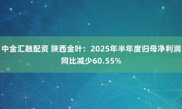 中金汇融配资 陕西金叶：2025年半年度归母净利润同比减少60.55%
